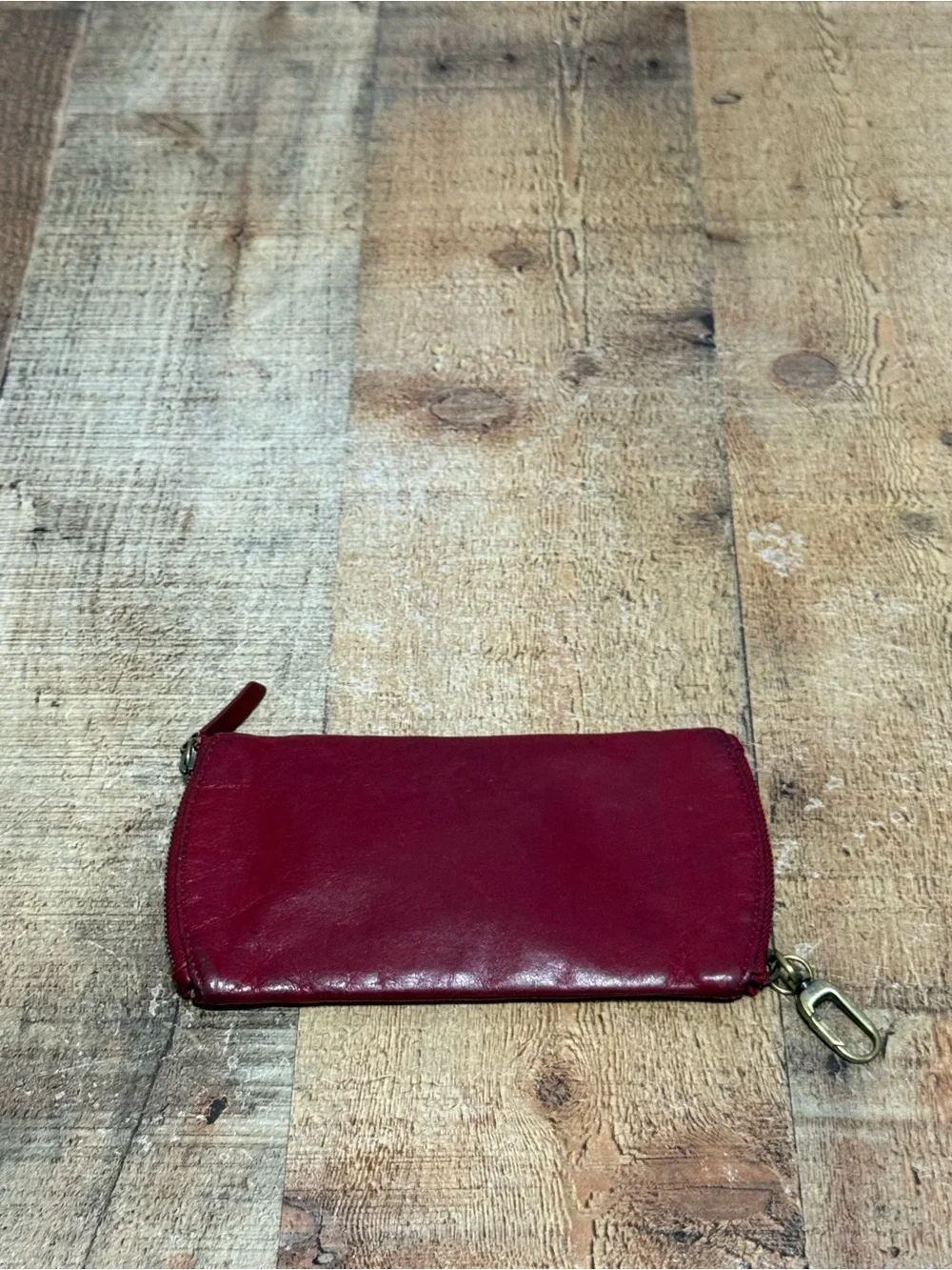 HOBO INTERNATIONAL~SPARK~Crimson RED Leather Double Sided Eye Glass Case